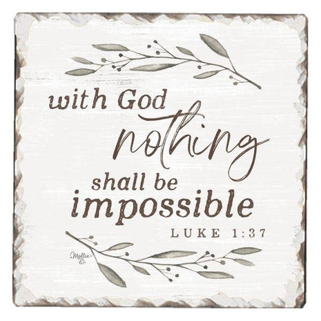 With God Single Absorbent Stone Tumbled Tile Coaster