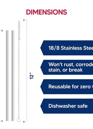 HIC Kitchen Reusable Tumbler Drinking Straws, Set Of 2