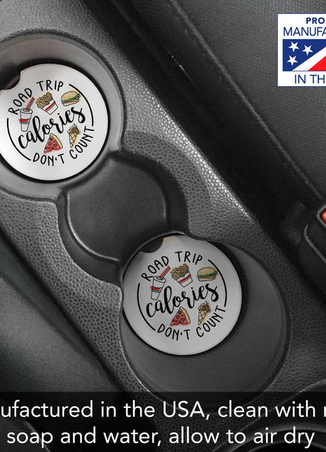 Road Trip Calories Absorbent Stone Car Coaster 1 Pk