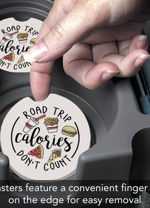 Road Trip Calories Absorbent Stone Car Coaster 1 Pk