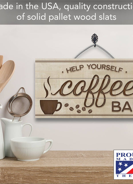 Coffee Bar Pallet Wood Sign - Kitchen Coffee Station Decor