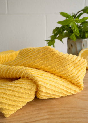 Ripple Lemon Yellow Turkish Cotton Dishtowel