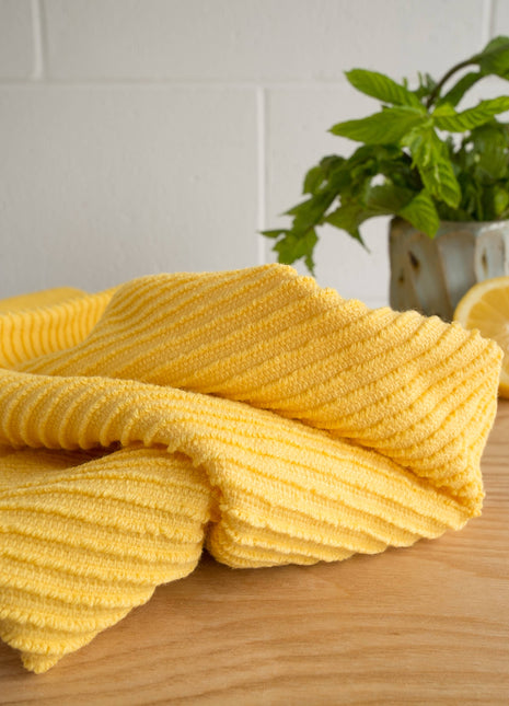 Ripple Lemon Yellow Turkish Cotton Dishtowel
