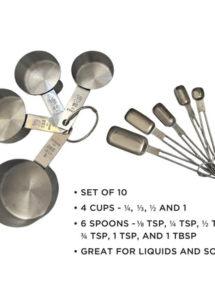 Fox Run Stainless Steel Measuring Cup and Spoon Set