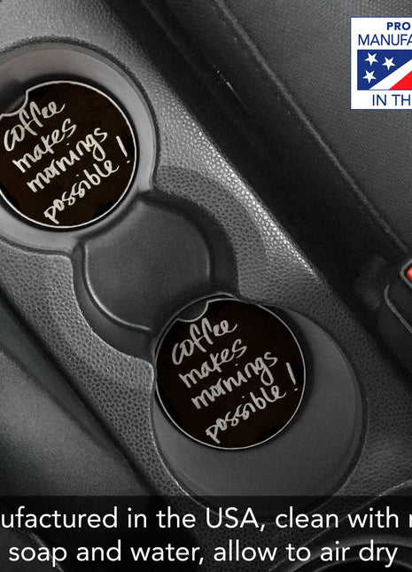 Coffee Makes Mornings Absorbent Stone Car Coaster 1 Pk