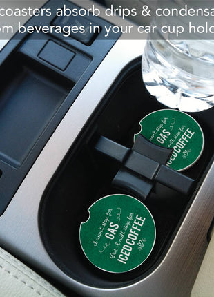 "Iced Coffee" Absorbent Stone Car Coaster 1pk