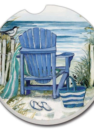 By The Sea Chair Absorbent Stone Car Coaster 1 Pack