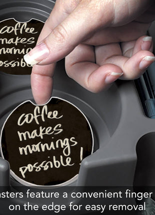 Coffee Makes Mornings Absorbent Stone Car Coaster 1 Pk