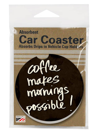 Coffee Makes Mornings Absorbent Stone Car Coaster 1 Pk