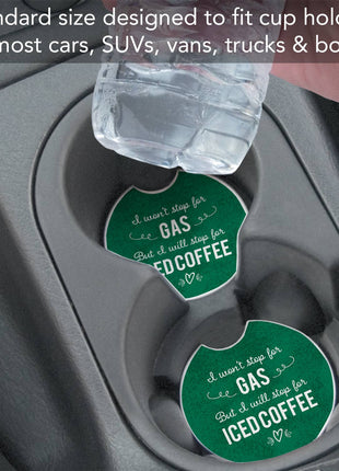 "Iced Coffee" Absorbent Stone Car Coaster 1pk