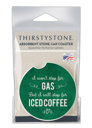 "Iced Coffee" Absorbent Stone Car Coaster 1pk