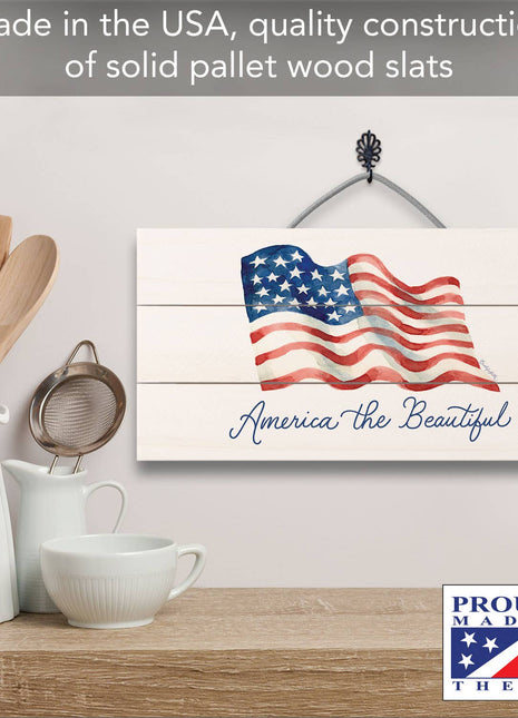 America the Beautiful Pallet Wood Sign, 12 x 6