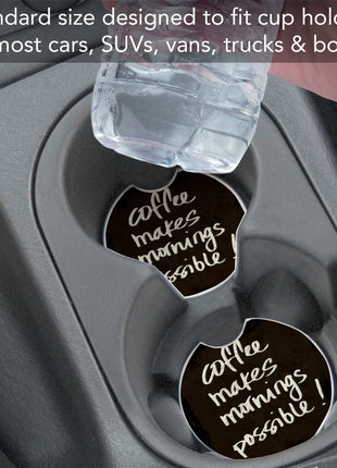 Coffee Makes Mornings Absorbent Stone Car Coaster 1 Pk