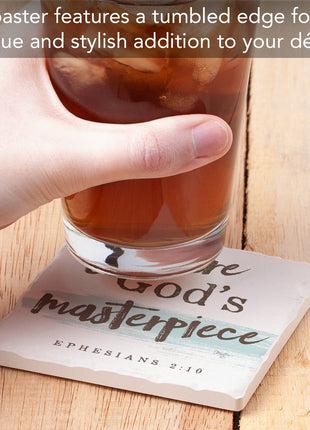 Masterpiece Single Absorbent Stone Tumbled Tile Coaster