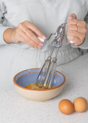 Fox Run Stainless Steel Manual Hand Mixer, White, 10" x 5"