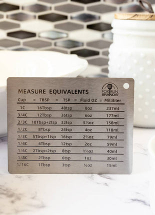 Fox Run Stainless Steel Conversion Chart Magnet, 4.3" x 3.4"