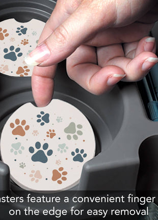 "Paw Prints" Absorbent Stone Car Coaster 1pk