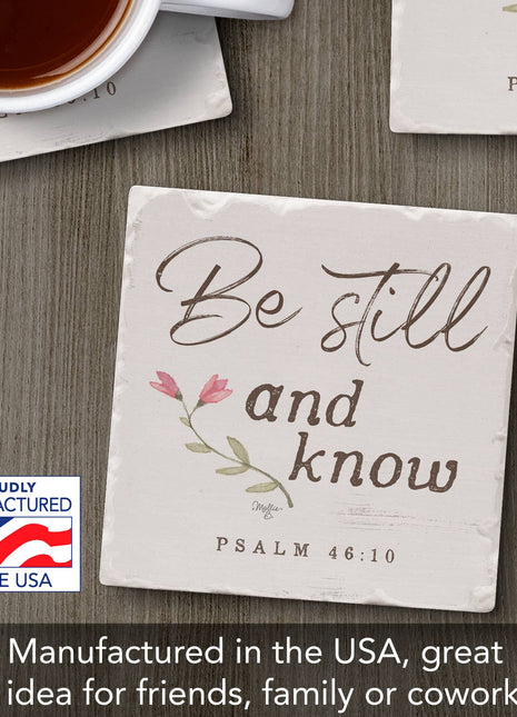 Be Still & Know Single Absorbent Stone Tumbled Tile Coaster