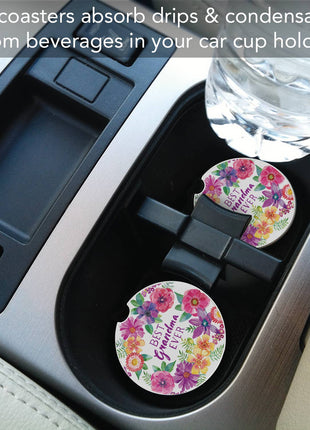 "Best Grandma" Absorbent Stone Car Coaster 1pk