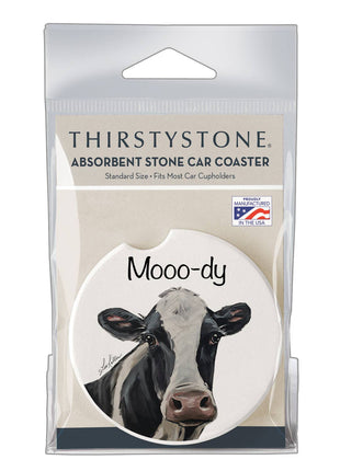 "Mooo-dy" Absorbent Stone Car Coaster 1pk