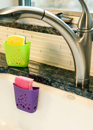 Sponge Station holder mounted near sink for faster sponge drying