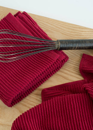 Ripple Carmine Red Turkish Cotton Dishtowel