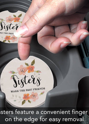 "Sisters" Absorbent Stone Car Coaster 1pk