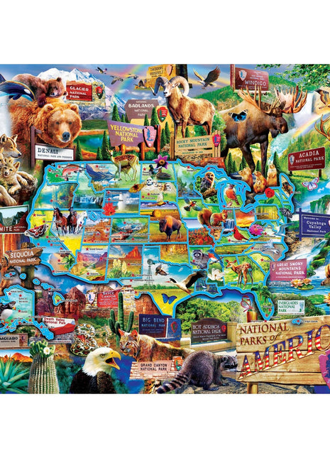 Close-up detail of National Parks of America jigsaw puzzle artwork