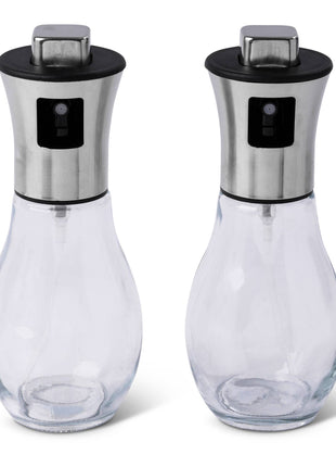 Set of two stainless steel oil spray bottles for cooking and grilling