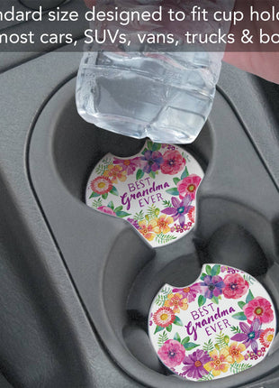 "Best Grandma" Absorbent Stone Car Coaster 1pk
