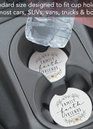 "Family Faith Friends" Absorbent Stone Car Coaster 1pk