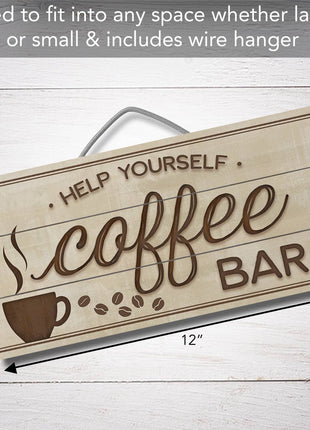 Coffee Bar Decorative Slatted Pallet Wood Sign 12" by 6"