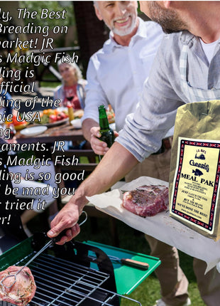 J.R. Mad's Madgic Fish Breading, Complete Fish seasoning Meal Pack, with Hush Puppy Mix, Pork and Beans Fixin's, and Graceful Market Stainless Steel Kitchen Shears - The Perfect Fish Fry Gift Set