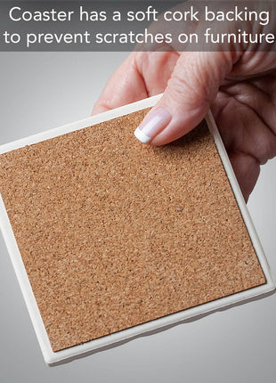 With God Single Absorbent Stone Tumbled Tile Coaster