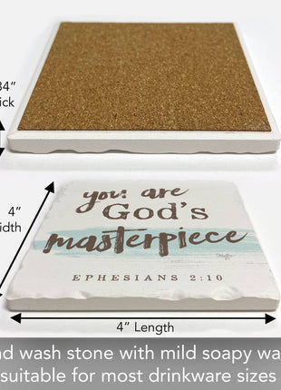 Masterpiece Single Absorbent Stone Tumbled Tile Coaster