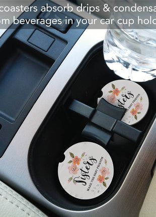 "Sisters" Absorbent Stone Car Coaster 1pk