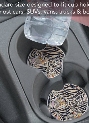 "Zebra Butterflies" Absorbent Stone Car Coaster 1pk