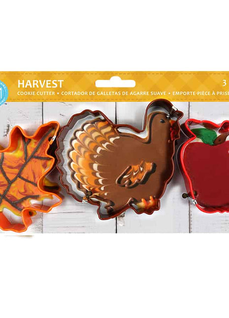 Harvest 3 PC Color Cookie Cutter Carded Set