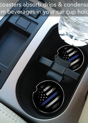 Blue Line Absorbent Stone Car Coaster 1 Pack