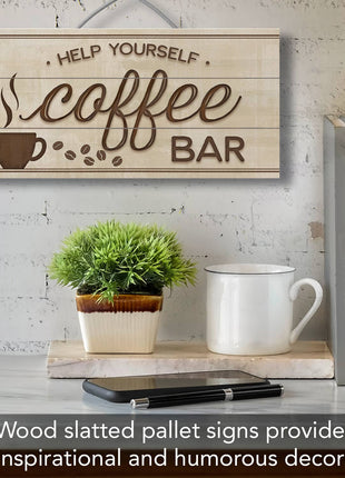Coffee Bar Decorative Slatted Pallet Wood Sign 12" by 6"