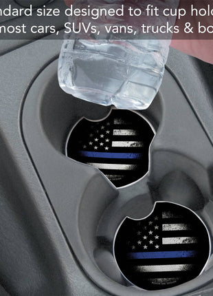 Blue Line Absorbent Stone Car Coaster 1 Pack