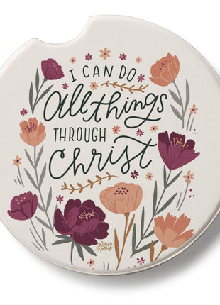 "All Things" Single Packaged Stone Car Coaster