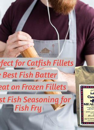 J.R. Mad's Madgic Fish Breading, Complete Fish seasoning Meal Pack, with Hush Puppy Mix, Pork and Beans Fixin's, and Graceful Market Stainless Steel Kitchen Shears - The Perfect Fish Fry Gift Set