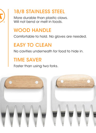Outset Stainless Steel Meat Shredding Bear Claws,4.4" x 4.2"
