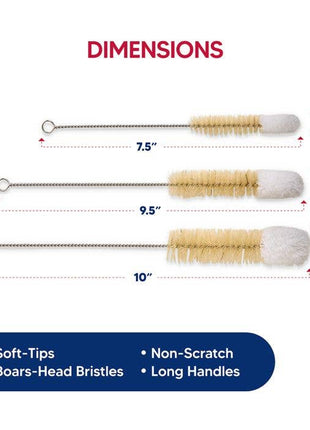 HIC Kitchen Soft Tip Cleaning Brushes, Set Of 3
