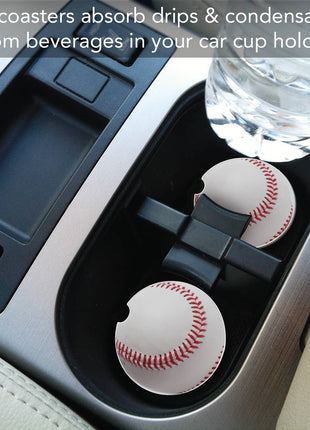 Baseball Absorbent Stone Car Coaster 1 Pk