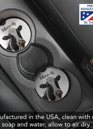 "Mooo-dy" Absorbent Stone Car Coaster 1pk