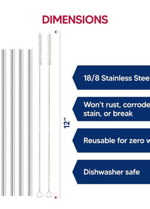 HIC Kitchen Reusable Tumbler Drinking Straws, Set Of 2