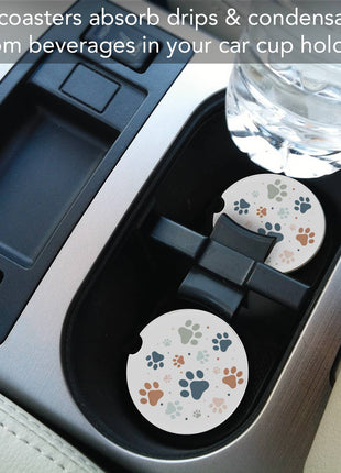 "Paw Prints" Absorbent Stone Car Coaster 1pk