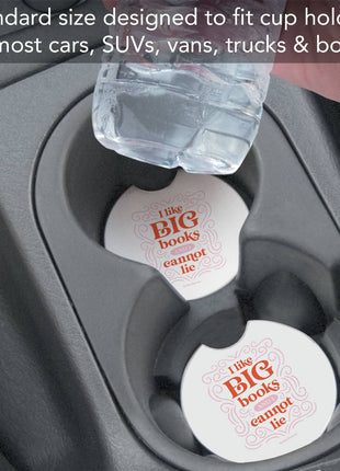 "I Like Big Books" Single Packaged Stone Car Coaster